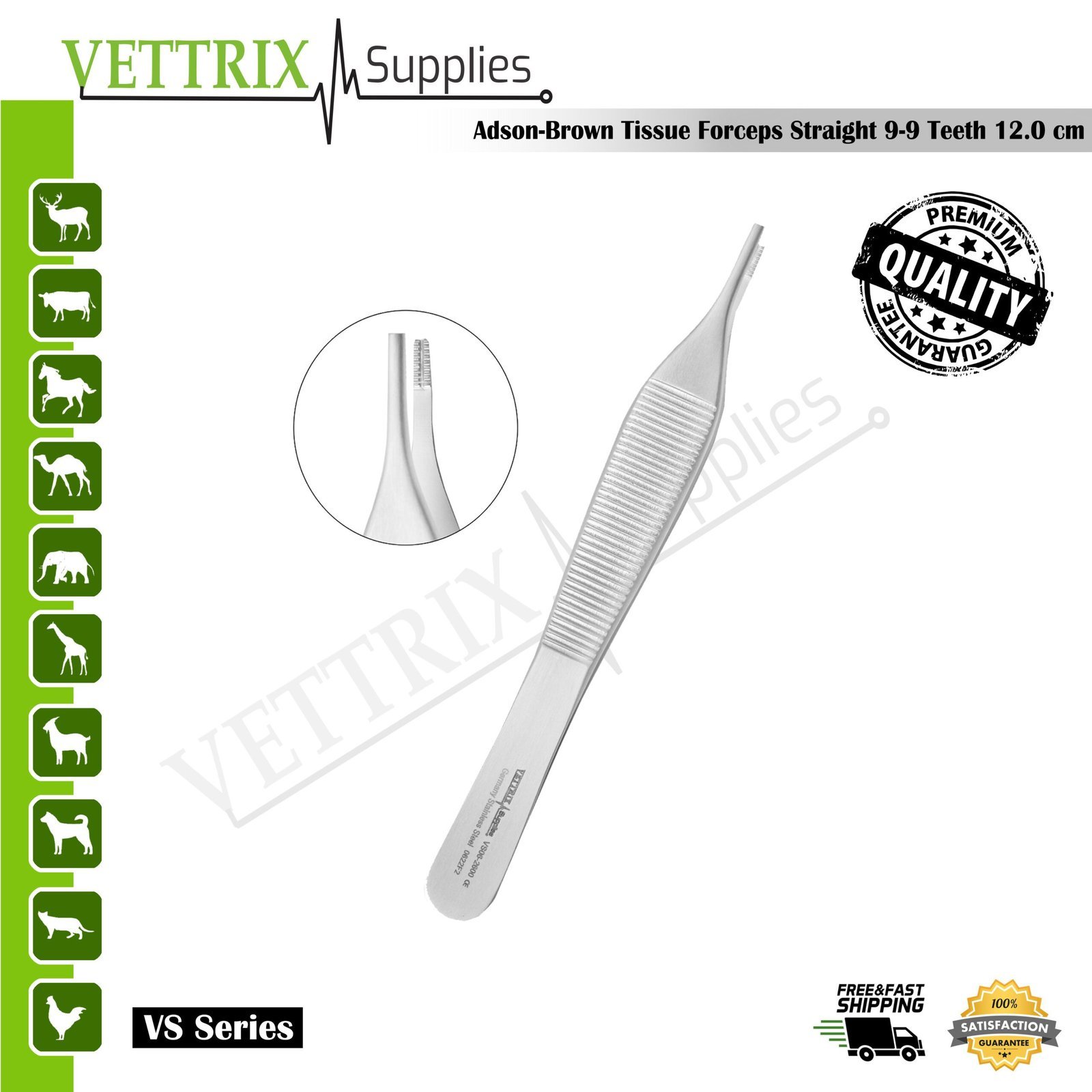 VS06-2600-scaled-1.jpg Adson-Brown Tissue Forceps Straight 9-9 Teeth 12.0 cm - Image 1