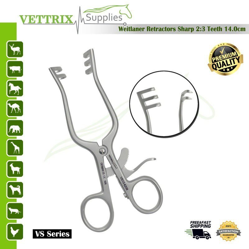 VS13-6208.jpg Weitlaner Retractors Sharp 2x3 Teeth 14cm - Image 1