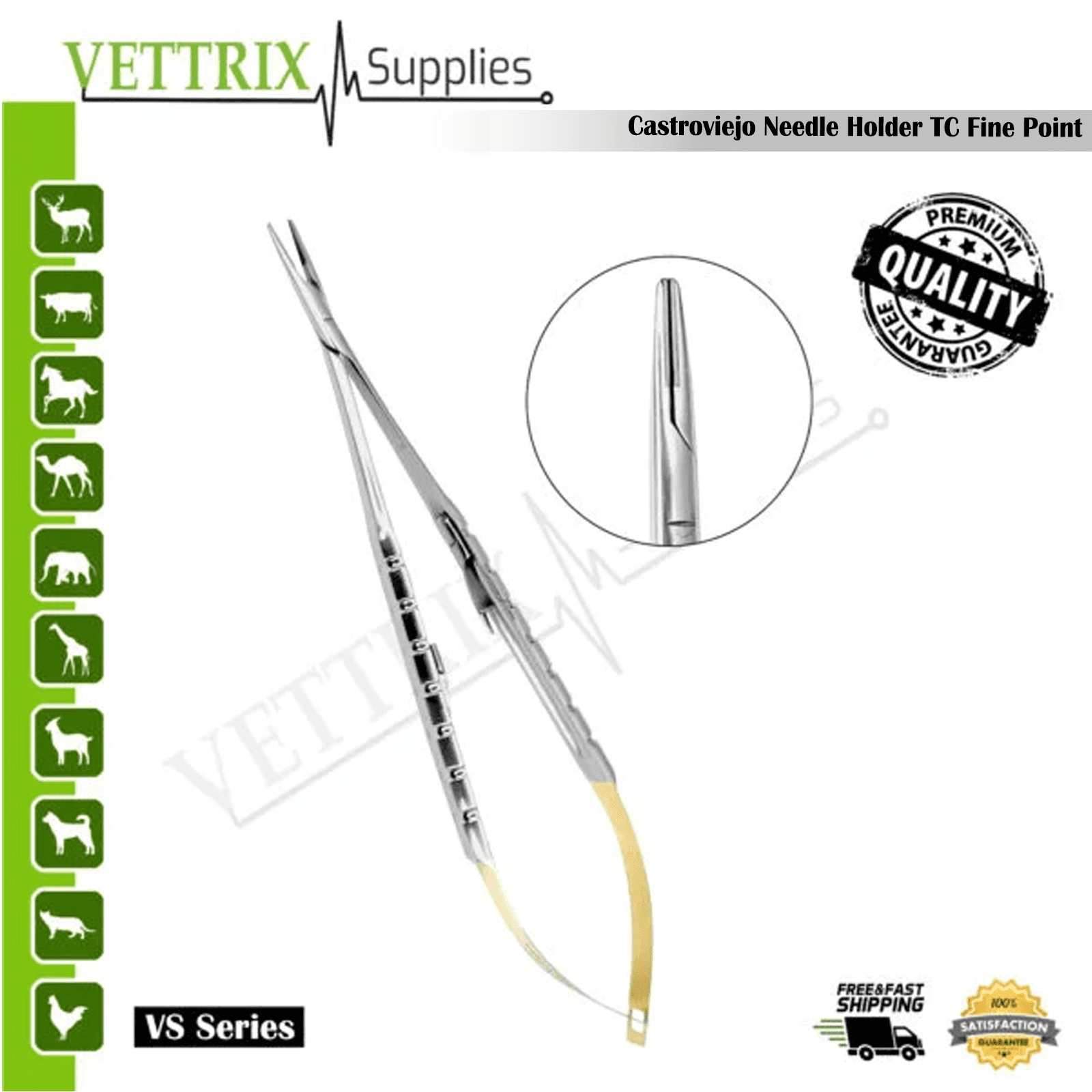 VSTC15-17.png Castroviejo Needle Holder TC Fine Pointed Scissor 18cm STR. - Image 1